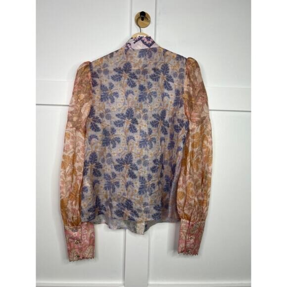 NWT Zimmerman Kaleidoscope Spliced Blouse Multicolor Spliced Floral Size: 10 - Picture 10 of 11